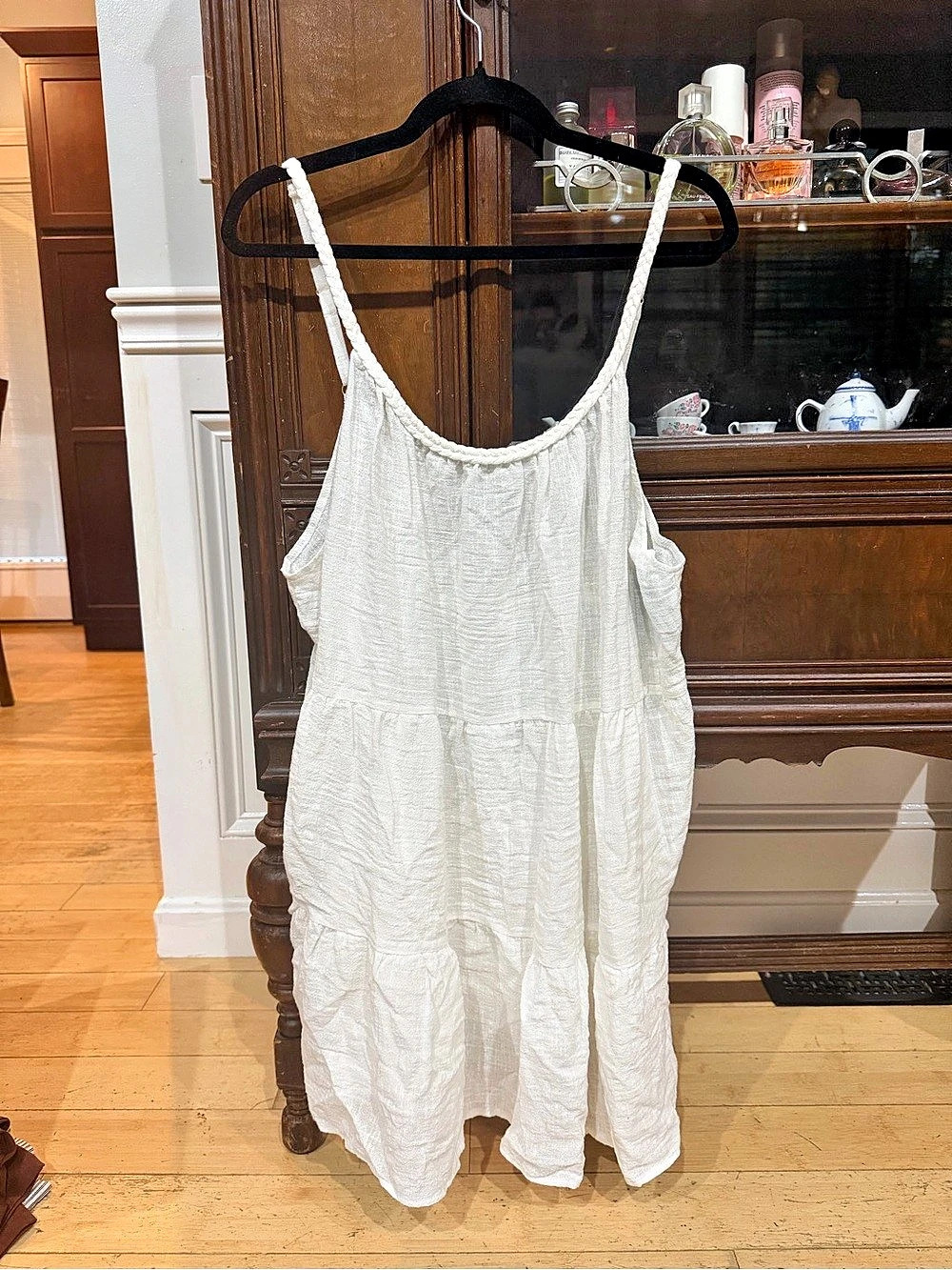 Shade & Shore Braided Strap Tiered Swim Cover Up Dress White XL